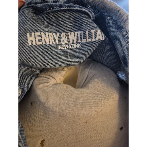 EUC HENRY & WILLIAM VEST MENS DENIM BIKER TRUCKER BUTTON DISTRESSED SZ L - Picture 6 of 6
